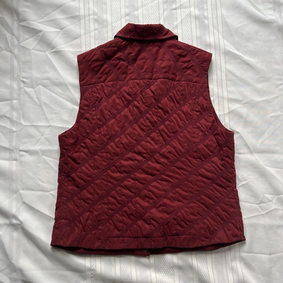 Vintage Faconnable Red Quilted Insulated Vest Womens M Layering Button Collared - Picture 10 of 12